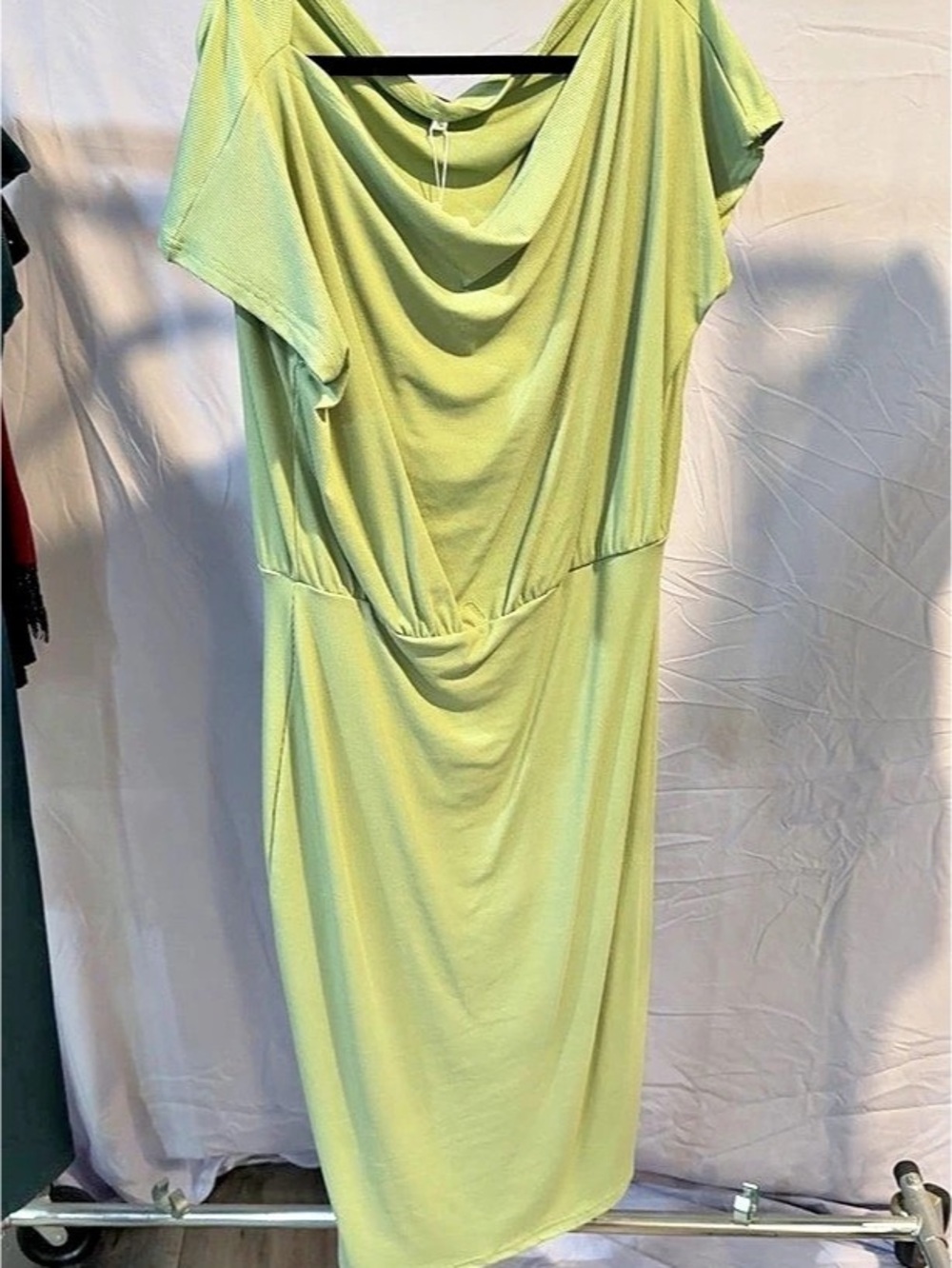 Draped Neck Maxi Dress in Green Like New